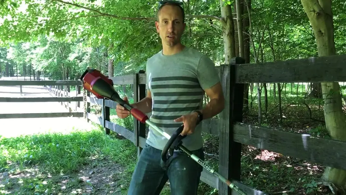 Toro 60V String Trimmer in use, frame from Will's review video
